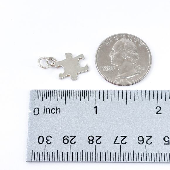 Vintage Sterling Silver 925 | Puzzle Piece Charm Pendant - Picture 6 of 7